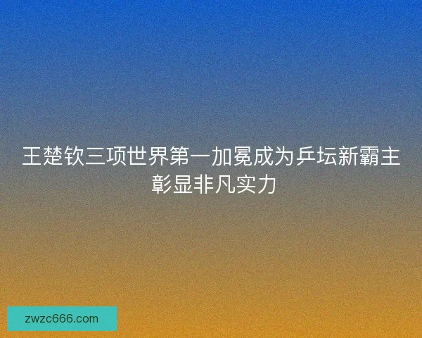 王楚钦三项世界第一加冕成为乒坛新霸主 彰显非凡实力 王楚钦三项世界第一加冕成为乒坛新霸主 彰显非凡实力