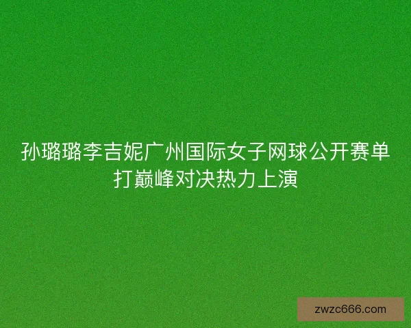 孙璐璐李吉妮广州国际女子网球公开赛单打巅峰对决热力上演